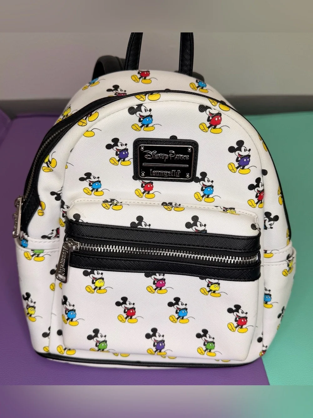 Loungefly Disney Parks Mini Backpack with Colorful Mickey Print